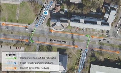Vorschlag für direkte Querungen Max-Liebermann-Straße und Heinrich-Greif-Straße
