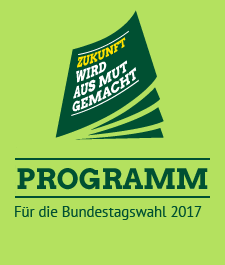 Eine Broschüre mit dem Titel "Zukunft wird aus Mut gemacht". Darunter zwischen zwei Balken "Programm" sowie die Subline "Für die Bundestagswahl 2017".