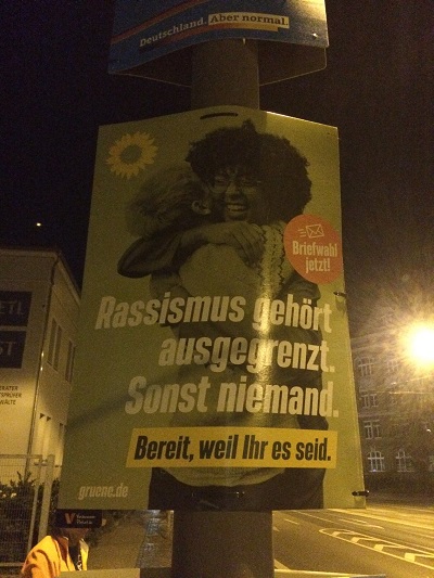 GRÜNEs Plakat gegen Rassismus Bundestagswahl 2021