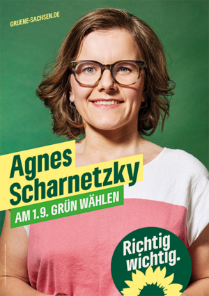 Plakat mit Portrait von Agnes Scharnetzky