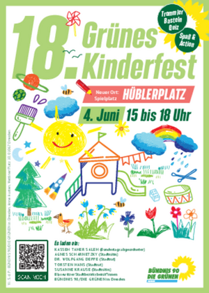 Flyer Grünes Kinderfest Dresden-Hüblerplatz 4.6.23