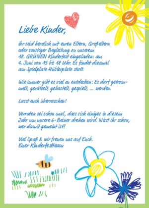 Rückseite Flyer Grünes Kinderfest Dresden-Hüblerplatz 4.6.23